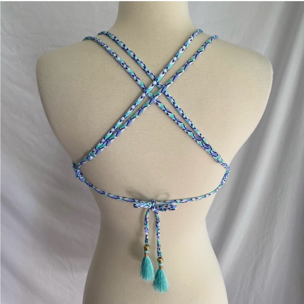 Victoria’s Secret The Gorgeous Bikini Top Strappy Tassel Blue Paisley 34C - Picture 4 of 5